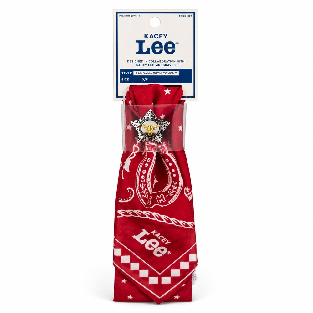 Lee x Kacey Musgraves Bandana with Concho Unisex Cotton Red Navy Western Cowgirl - Picture 2 of 15